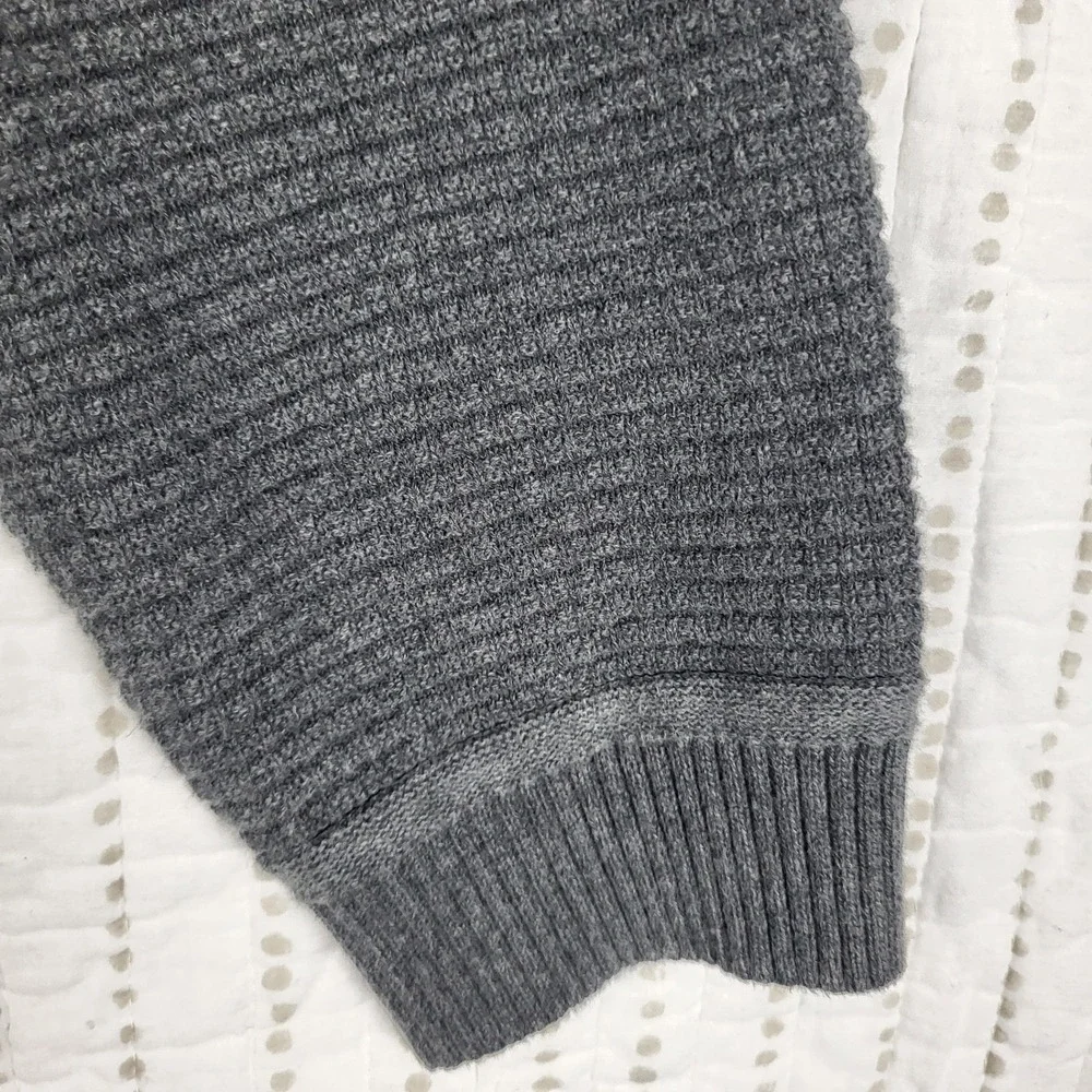GH Bass Fisherman's Sweater Men's 2XL Gray Waffle Knit 1/4 Button Pullover